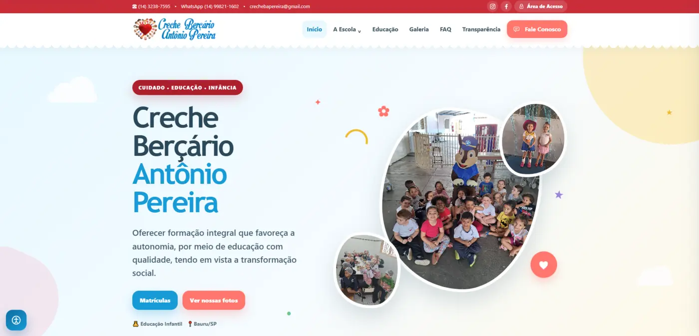 Site da Creche Antônio Pereira
